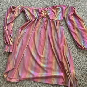 Show Me Your MuMu Iridescent Pink and Gold Mini Dress